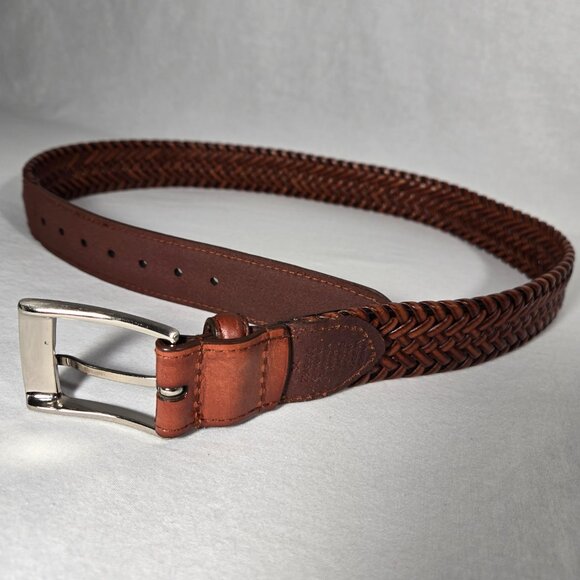 VINTAGE Hipster Western Genuine BROWN Leather Bonded Lacing BELT Men's Size 34. - Picture 5 of 17